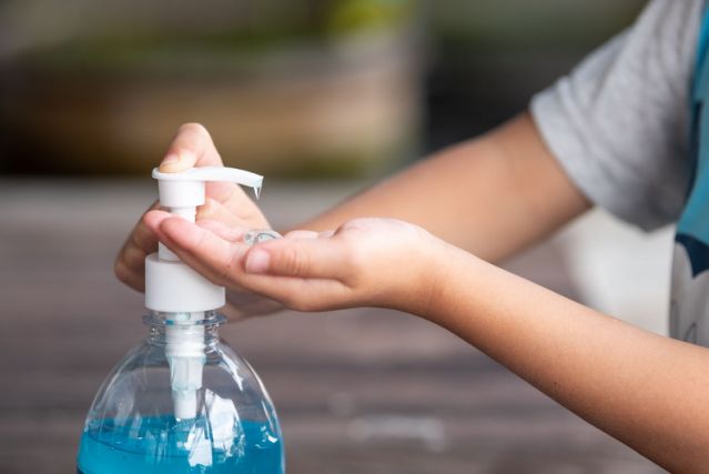 Hand sanitizing , getting hand soap to wash hands at a Preschool & Daycare Serving Hesperia, CA